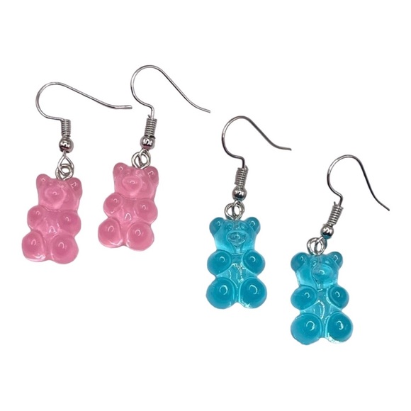 🆕SUPER CUTE & FUN GUMMY BEAR EARRINGS! SET = 1 PINK PAIR & 1 BLUE PAIR! - Picture 8 of 15